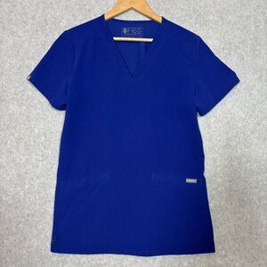 FIGS Technical Collection Short Sleeve Scrub Top-Blue-Women Size Small